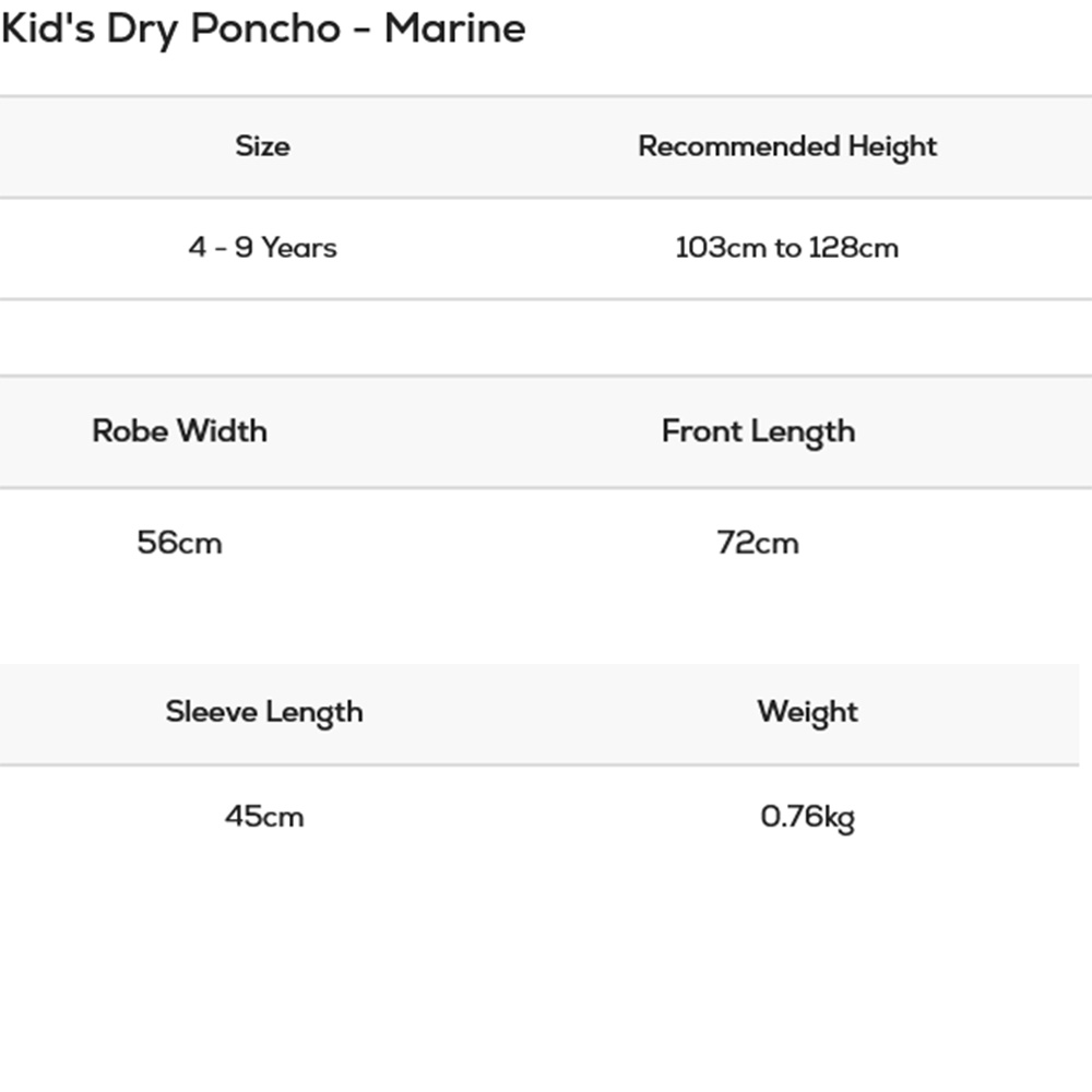 Red Paddle Junior Change Robe (Image) 0 Size Chart